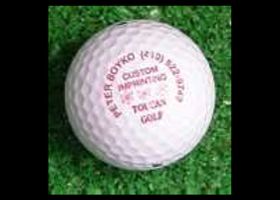Imprinted Golf Balls, pad printing example