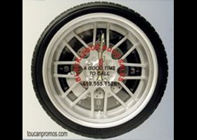 racing tire clock, pad printed examples